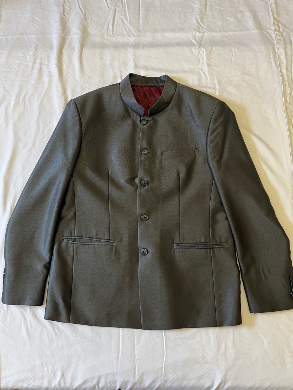 Men's Mandarin Collar Dark Gray Jacket